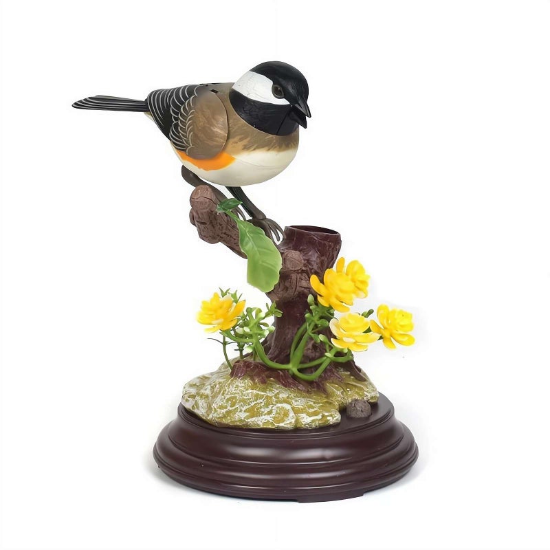 Electronic Bird Toys - Simulation Bird Toys, Singing Chirping Birds Toy, Sound Bird Figurine Toy, Simulation Birds for Kids Electric Toys Home Office Room Decoration Birthday Gifts (Orange) - Image 1